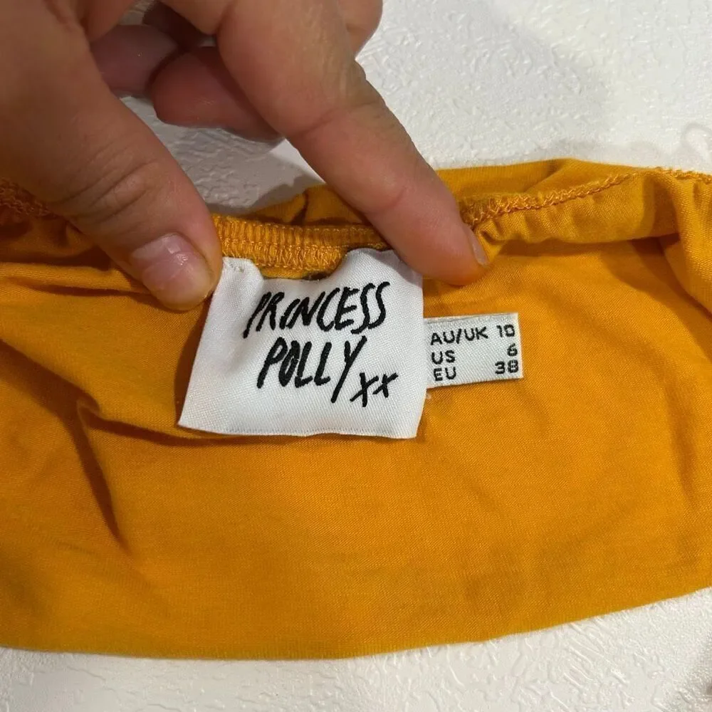 Princess Polly Mustard Lace Trim Bralette Top Size 6 US / AU 10